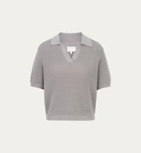 Load image into Gallery viewer, Women’s Johnny Collar Open Knit Cropped Polo Top