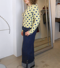 Load image into Gallery viewer, Women’s Reversible Polka Dot Merino Wool Crewneck Cardigan