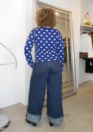 Women’s Reversible Polka Dot Merino Wool Crewneck Cardigan