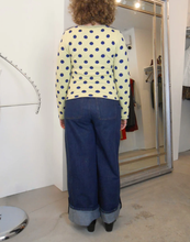 Load image into Gallery viewer, Women’s Reversible Polka Dot Merino Wool Crewneck Cardigan