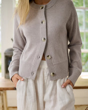 Load image into Gallery viewer, Women’s Crewneck Extra Fine Merino Wool Ribbed Knit Cardigan