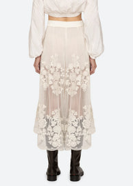 Ladies' Perspective Floral Lace Wide Leg Skirt