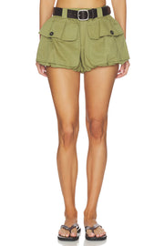 Women’s High Waist 4-Pocket Cotton Cargo Shorts