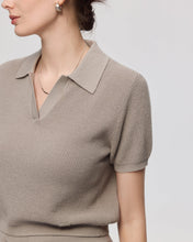 Load image into Gallery viewer, Women’s Johnny Collar Open Knit Cropped Polo Top