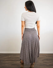 Load image into Gallery viewer, Smocked High Waist Ditsy Floral Asymmetrical Midi Skirt with Pockets