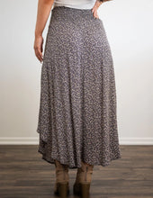Load image into Gallery viewer, Smocked High Waist Ditsy Floral Asymmetrical Midi Skirt with Pockets