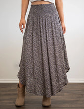 Load image into Gallery viewer, Smocked High Waist Ditsy Floral Asymmetrical Midi Skirt with Pockets
